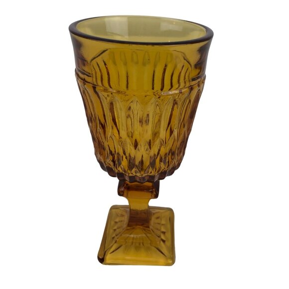 Indiana Glass Colony Park Lane Amber Wine Water Goblet Footed - Picture 6 of 10